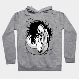 Horse Surreal Black and White Tattoo Style Portrait Hoodie